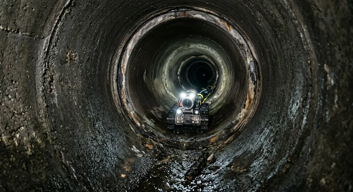 Robotic sewer camera inspecting pipe interior for Sewer Line Cleaning in Arkadelphia